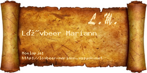 Lövbeer Mariann névjegykártya